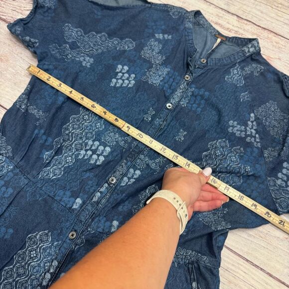 Free People Indigo Daze Jumpsuit Denim Paisley Blue Size Large - Picture 8 of 9
